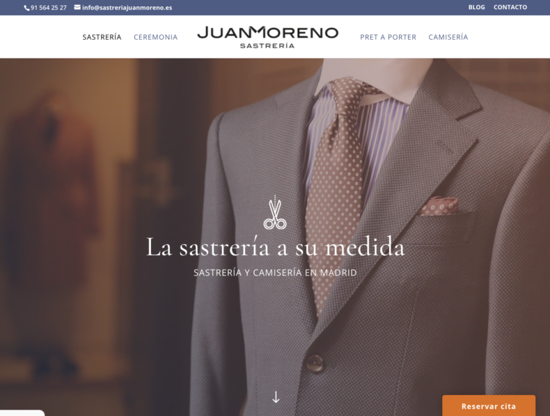 Desarrollo de página web para la sastrería Juan Moreno